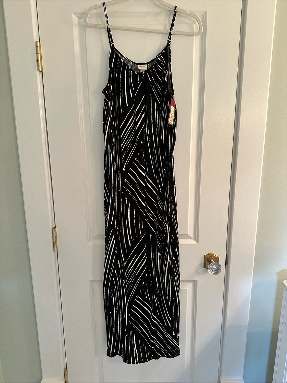 Merona Black and White Striped Maxi Dress ~ Size L ~ NWT!